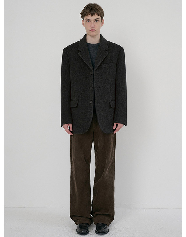 던스트 UNISEX 3 BUTTON WOOL BLAZER CHARCOAL GREY_M_UDJA6D122CG 그레이 착용컷