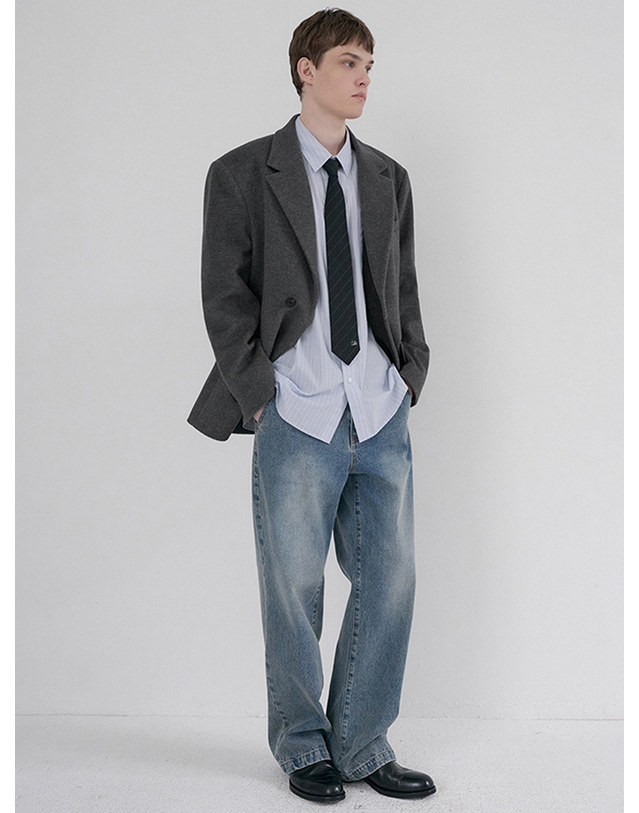던스트 [10/12 예약배송]UNISEX LAYERED CASHMERE BLAZER CHARCOAL GREY_M_UDJA6D121CG 그레이 착용컷