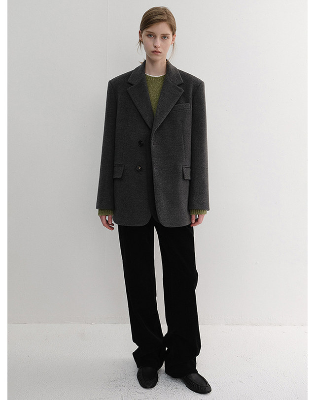 던스트 [10/12 예약배송]UNISEX LAYERED CASHMERE BLAZER CHARCOAL GREY_M_UDJA6D121CG 그레이 착용컷