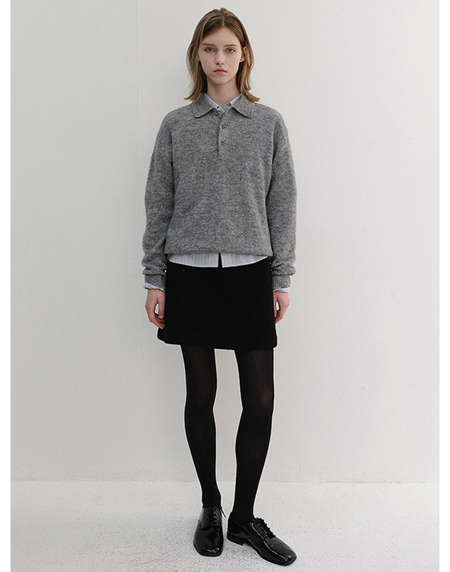 던스트 WOOL MINI SKIRT BLACK_UDSK6D224BK 블랙 착용컷