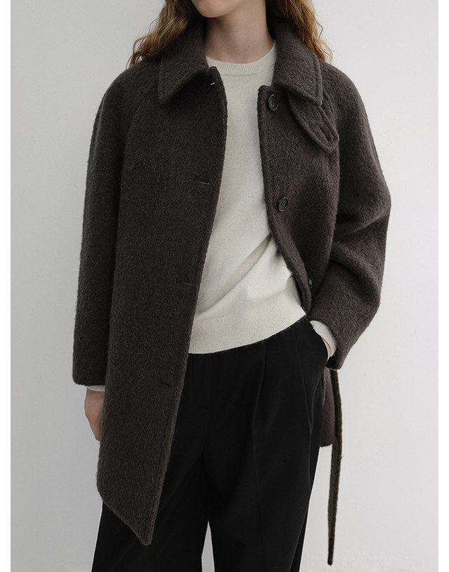 던스트 [10/15 예약배송] BELTED HALF COAT BROWN_UDCO6D222W2 브라운 착용컷