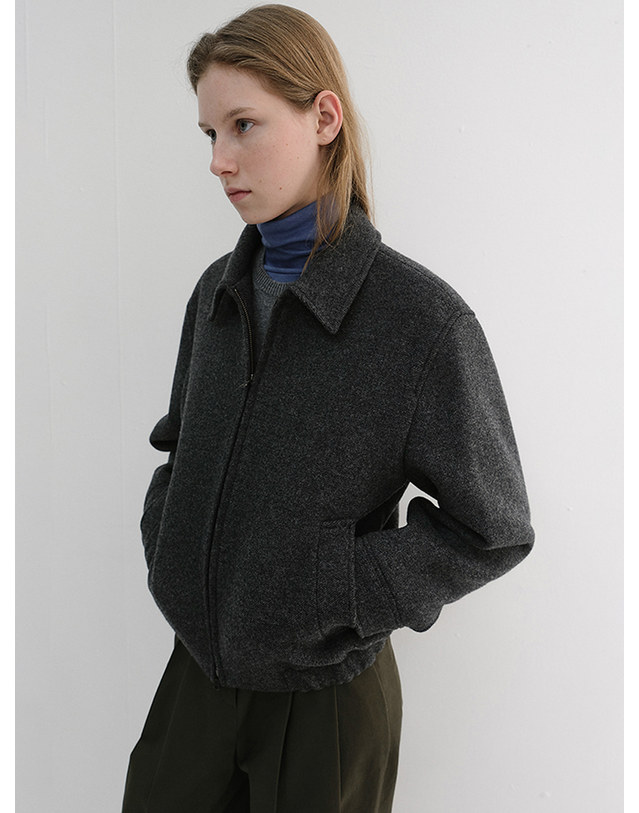 던스트 UNISEX COLLARED WOOL BLOUSON CHARCOAL GREY_UDJU6D126CG 그레이 착용컷