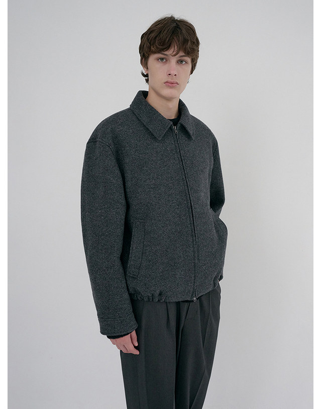던스트 UNISEX COLLARED WOOL BLOUSON CHARCOAL GREY_UDJU6D126CG 그레이 착용컷