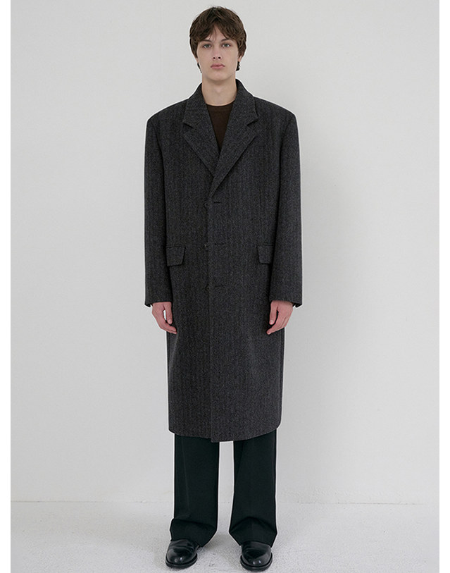 던스트 UNISEX BOXY TAILORED COAT GREY HERRINGBONE_UDCO6D124G2 그레이 착용컷