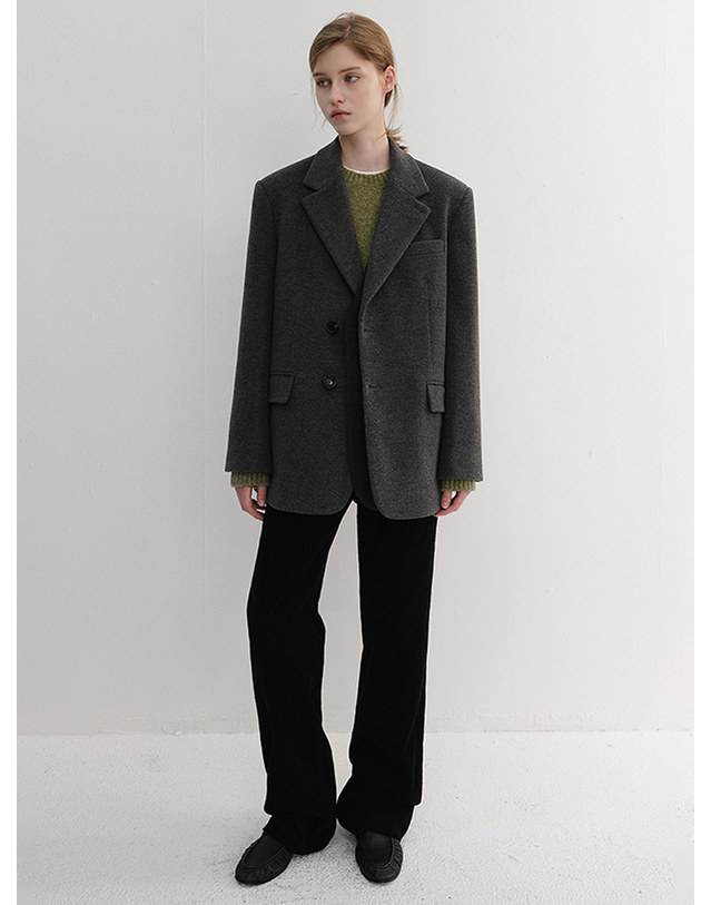 던스트 [10/12 예약배송]UNISEX LAYERED CASHMERE BLAZER CHARCOAL GREY_UDJA6D121CG 그레이 착용컷