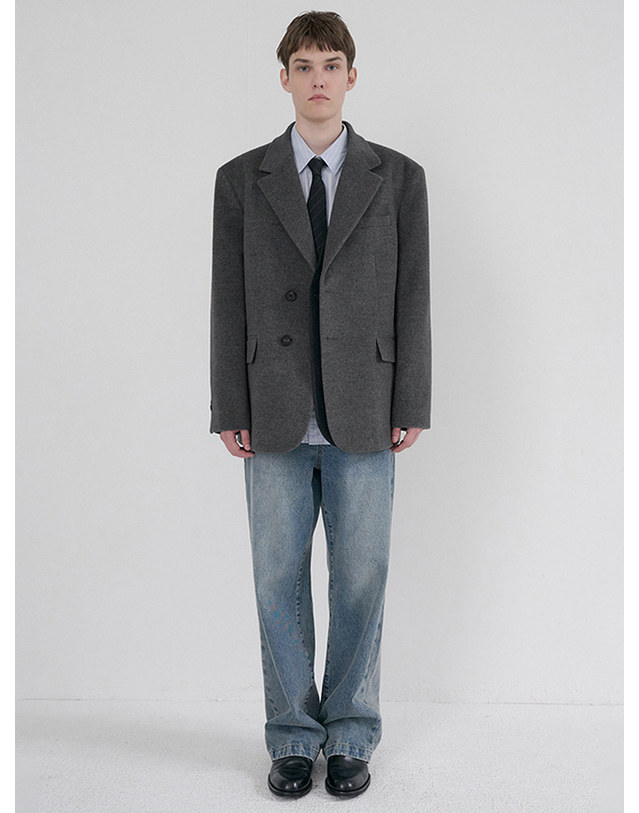 던스트 [10/12 예약배송]UNISEX LAYERED CASHMERE BLAZER CHARCOAL GREY_UDJA6D121CG 그레이 착용컷