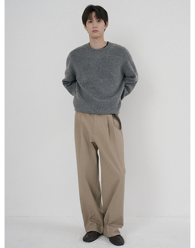 던스트 UNISEX SHAGGY DOG SWEATER MELANGE GREY_M_UDSW6D133G2 그레이 착용컷