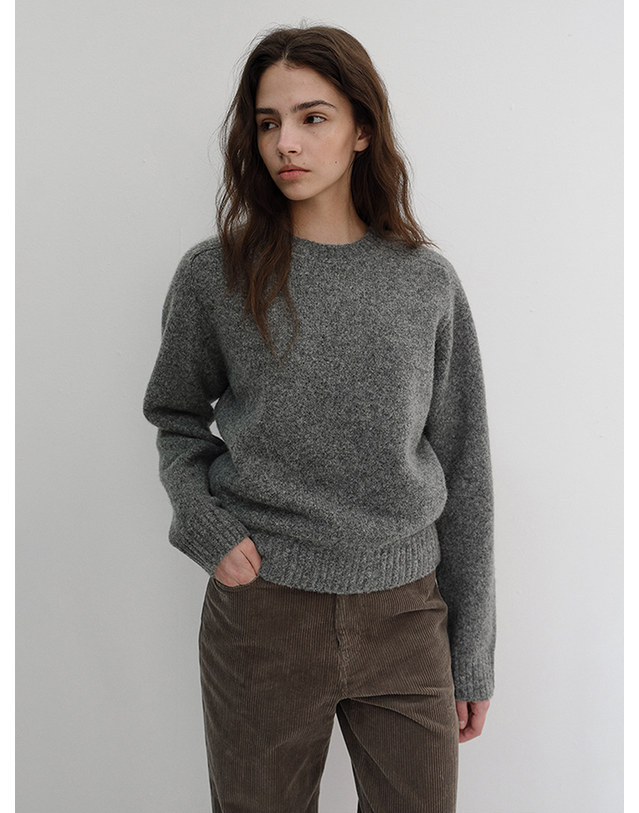 던스트 UNISEX SHAGGY DOG SWEATER MELANGE GREY_M_UDSW6D133G2 그레이 착용컷