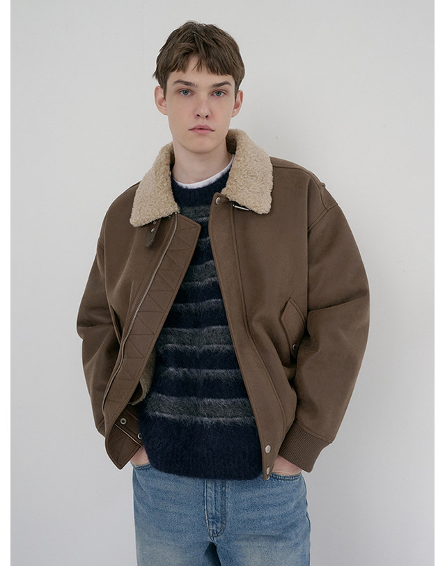 던스트 UNISEX VOLUME AVIATOR BLOUSON BROWN_M_UDJU6D131W2 브라운 착용컷