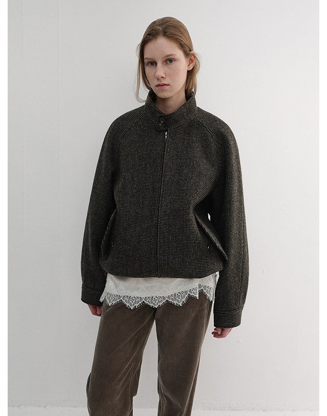 던스트 UNISEX HARRINGTON WOOL BLOUSON BROWN_M_UDJU6D127W2 브라운 착용컷