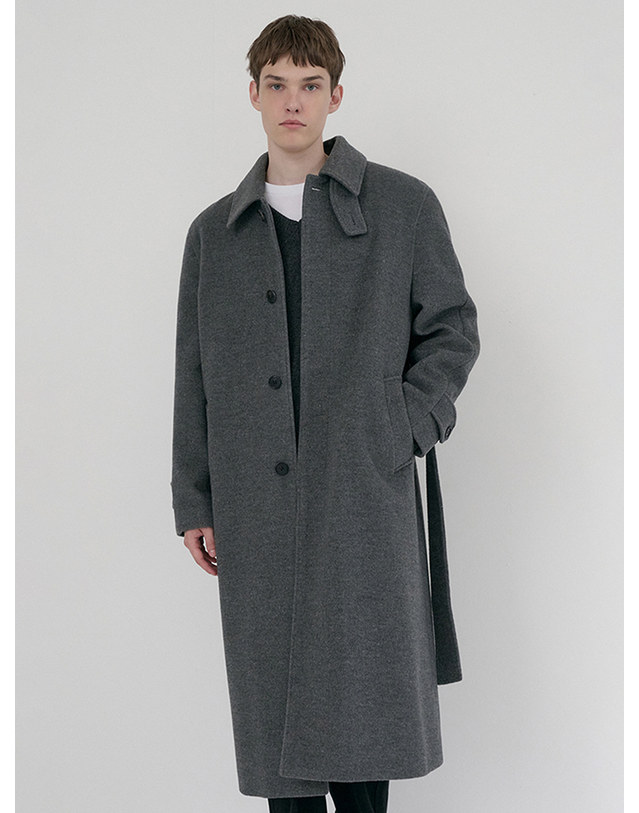 던스트 UNISEX BELTED CASHMERE MAC COAT MELANGE GREY_M_UDCO6D123G2 그레이 착용컷