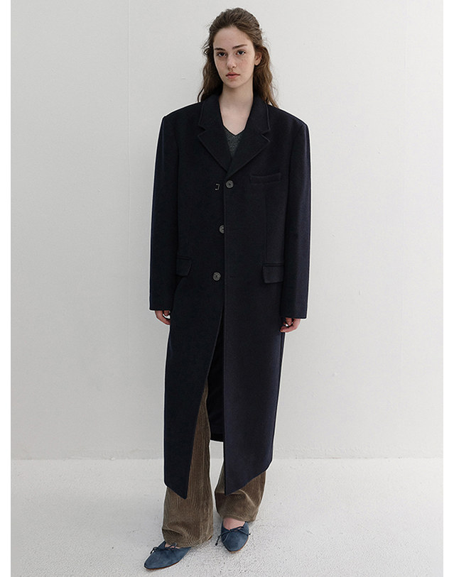 던스트 UNISEX 2-WAY 3 BUTTON CASHMERE COAT NAVY_M_UDCO6D121N2 네이비 착용컷