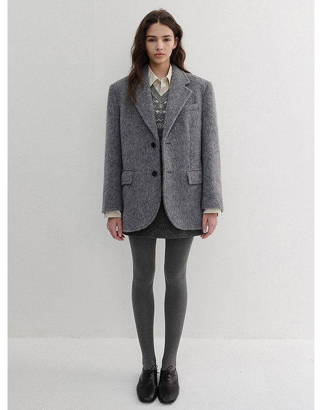 던스트 UNISEX ALPACA BLAZER COAT MELANGE GREY_M_UDJA6D123G2 그레이 착용컷