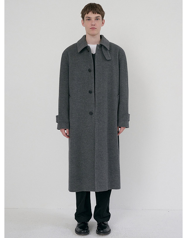 던스트 UNISEX BELTED CASHMERE MAC COAT MELANGE GREY_UDCO6D123G2 그레이 착용컷