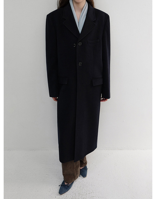 던스트 UNISEX 2-WAY 3 BUTTON CASHMERE COAT NAVY_UDCO6D121N2 네이비 착용컷