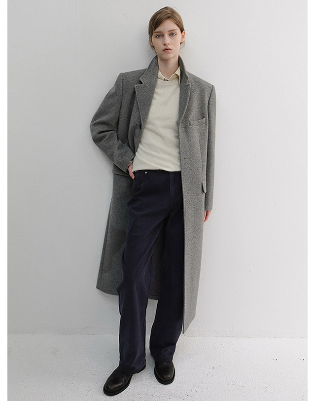 던스트 UNISEX 2-WAY 3 BUTTON CASHMERE COAT MELANGE GREY_UDCO6D121G2 그레이 착용컷