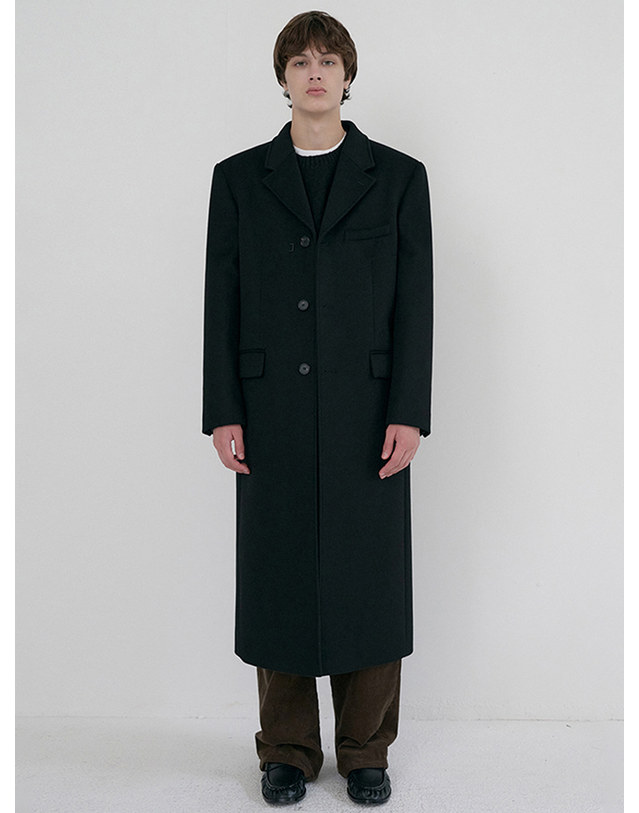 던스트 UNISEX 2-WAY 3 BUTTON CASHMERE COAT BLACK_UDCO6D121BK 블랙 착용컷