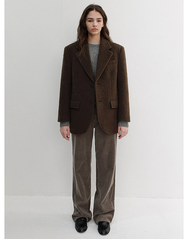 던스트 UNISEX ALPACA BLAZER COAT BROWN_UDJA6D123W2 브라운 착용컷