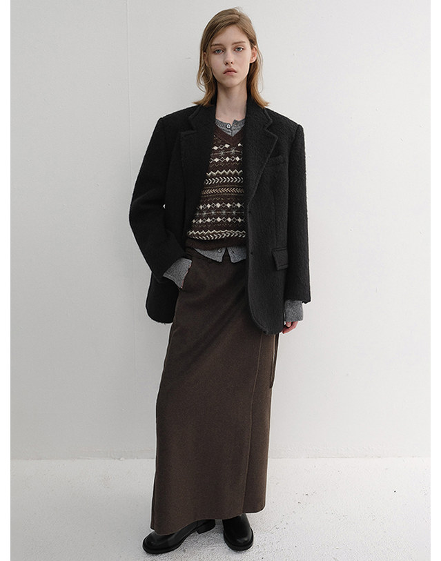 던스트 UNISEX ALPACA BLAZER COAT BLACK_UDJA6D123BK 블랙 착용컷
