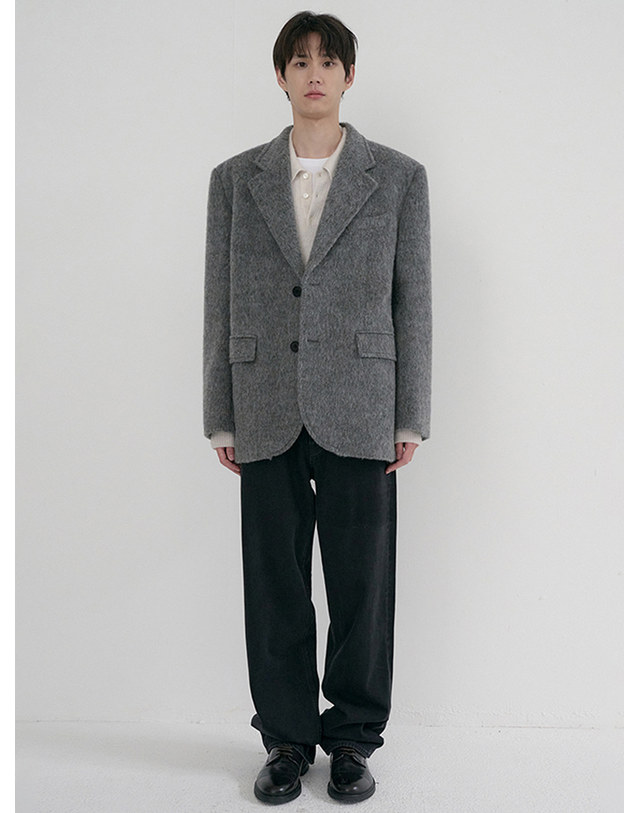 던스트 UNISEX ALPACA BLAZER COAT MELANGE GREY_UDJA6D123G2 그레이 착용컷