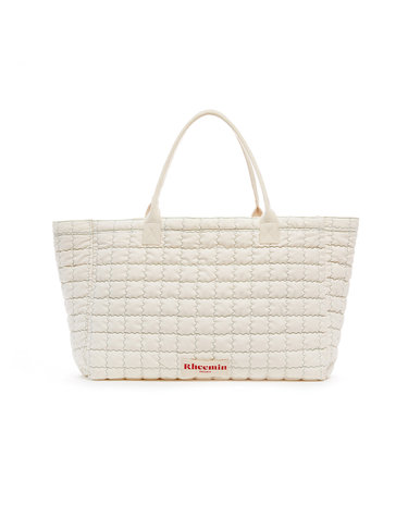 canvas STITCH NUGGET BIG SHOPPER - CREAM + GREEN