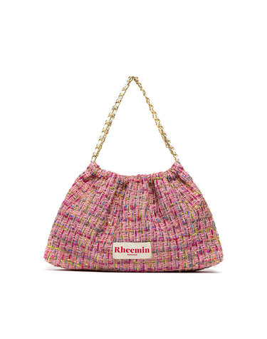 TWEED MUFFY wide chain bag - PINK