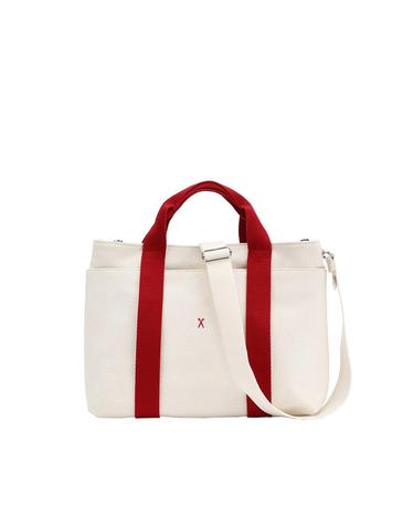 Stacey Daytrip Tote Canvas M Ivory_Red