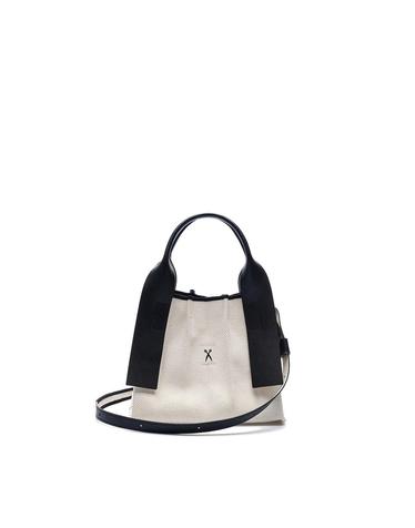 Lucky Pleats Canvas Tote XS Ivory_Black