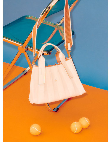 Lucky Pleats Canvas Tote S Ivory_Cream