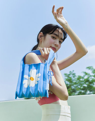 Lucky Pleats Knit S Daisy Cerulean Blue