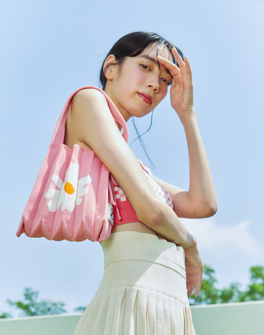 Lucky Pleats Knit S Daisy Blossom Pink
