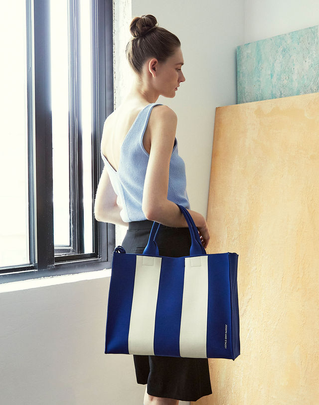 조셉앤스테이시 LPK Lattice Knit Tote Bag L Stripe (All) 착용컷