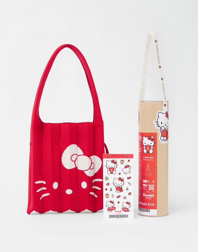 조셉앤스테이시 Lucky Pleats Knit S Hello Kitty Barbados Red 착용컷