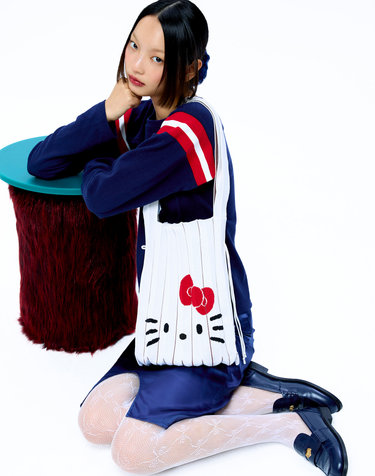 Lucky Pleats Knit M Hello Kitty Cream White