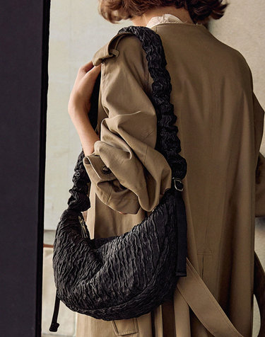 Daily Shirring Bag XM_Crinkled Black