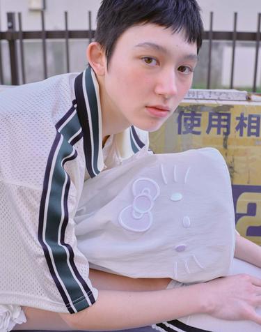 Sleek String Backpack Hello Kitty White