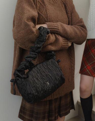 Daily Shirring Tote Bag_Crinkled Black