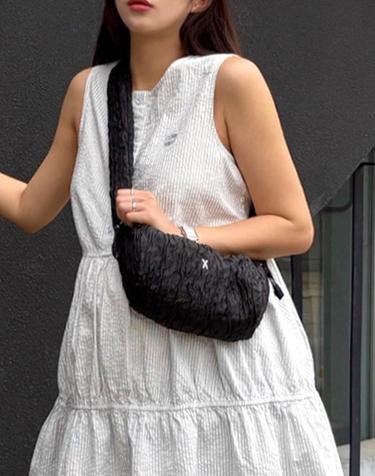 Daily Shirring Cross Bag_Crinkled Black