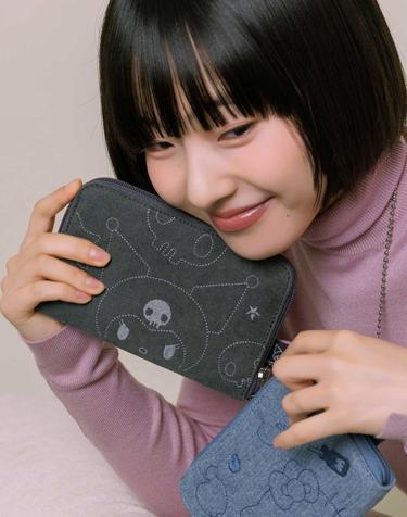 조셉앤스테이시 Denim Travel Cross Wallet Kuromi Washed Charcoal