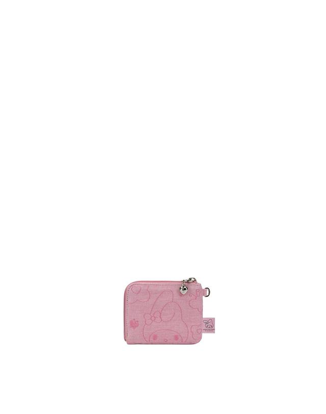 조셉앤스테이시 Denim Keyring Card Wallet My Melody Washed Pink 착용컷