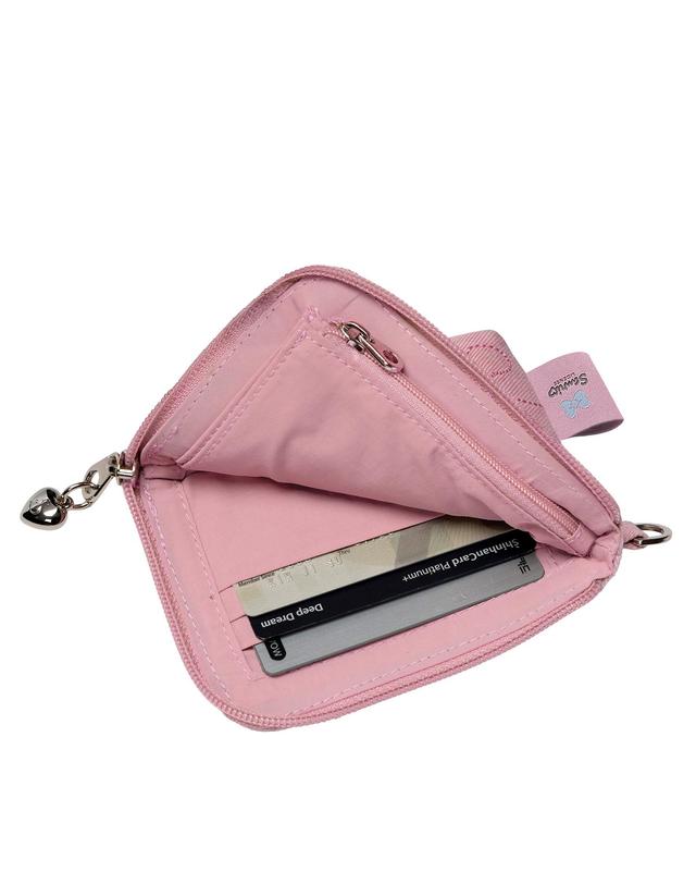 조셉앤스테이시 Denim Keyring Card Wallet My Melody Washed Pink 착용컷