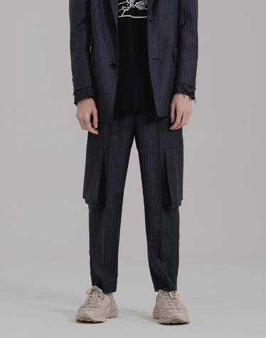UNNORM STRIPE WOOL  TROUSERS