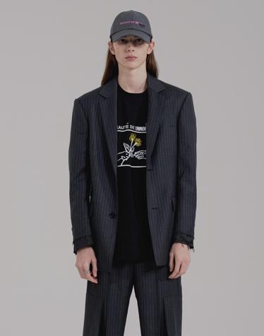 UNNORM STRIPE WOOL BLAZER