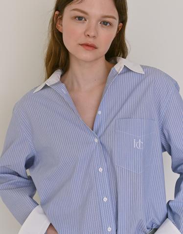 Signature oversized shirt (blue&white)