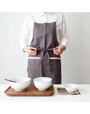 포인트 라인 린넨 앞치마