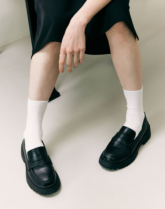 어썸듀 Platform Penny Loafer_ADS466_3.5cm 아이보리 착용컷