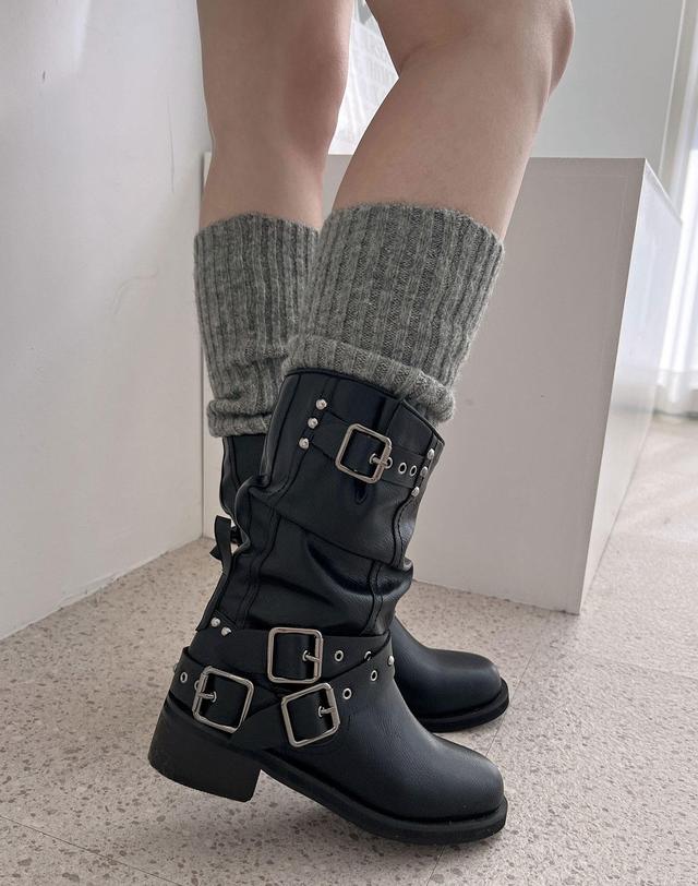 어썸듀 Piccola Middle Boots_ADS512_4.5cm 블랙 착용컷