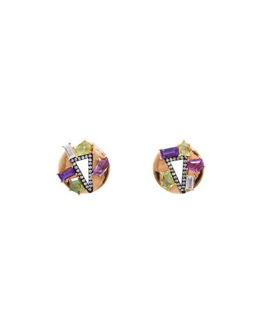 [TARIMACOI] 멀티 컬러 귀걸이 Multi Colored and shaped Sapphire Earrings
