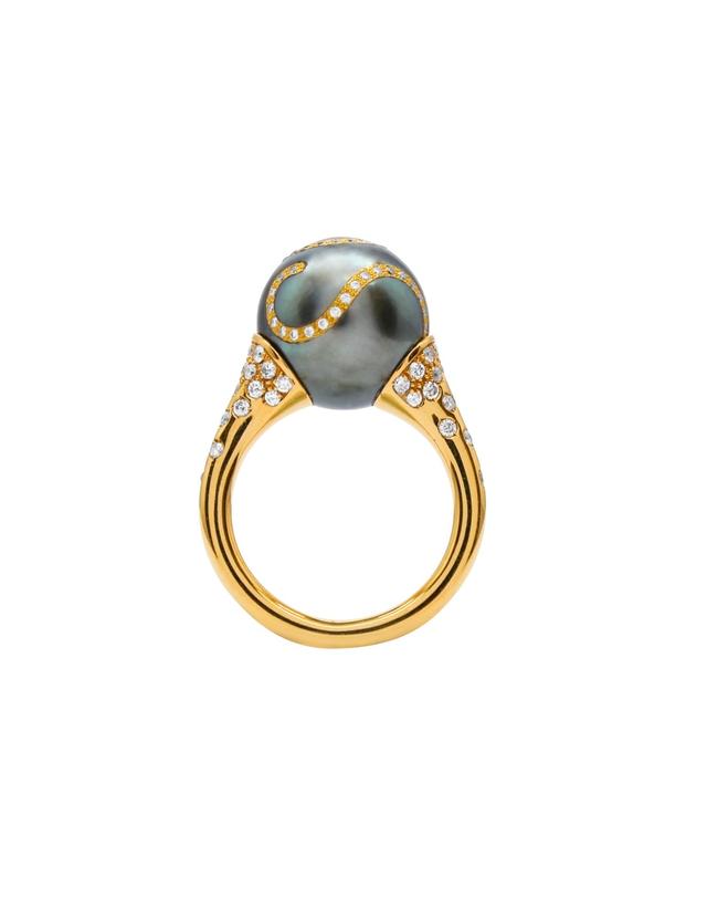 타리 마코이 [TARIMACOI] 흑진주 진주 반지 Black pearl Ring 착용컷