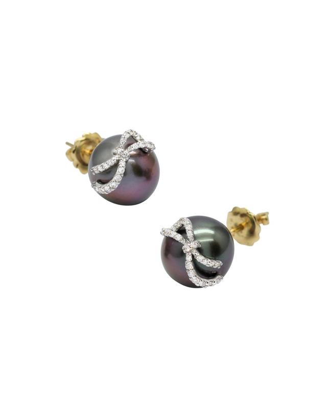 타리 마코이 [TARIMACOI] 흑진주 리본 귀걸이 Black Pearl Ribbon Earrings 착용컷